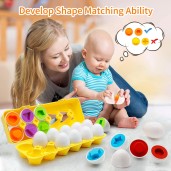 Matching Eggs for Toddlers 1-3, 12PCS Preschool Educational Learning Color & Shape